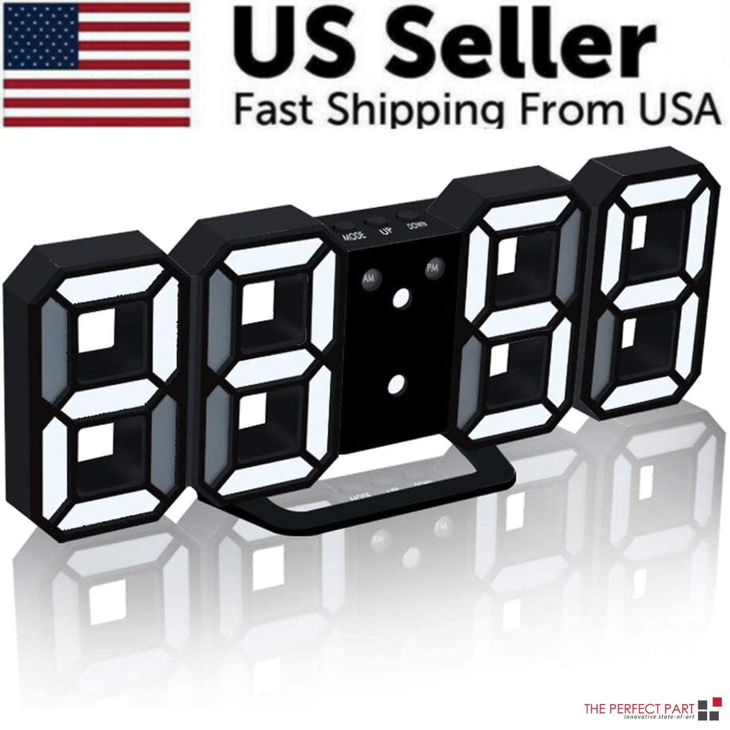 Digital 3D Clock - 12/24 Hours Auto Brightness USB