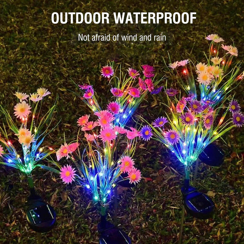 Solar Garden Lights LED Flower Stake Lamp - Waterproof Patio Decor