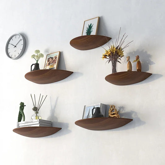 1PC Semicircle Wooden Shelf - Wall Hanging