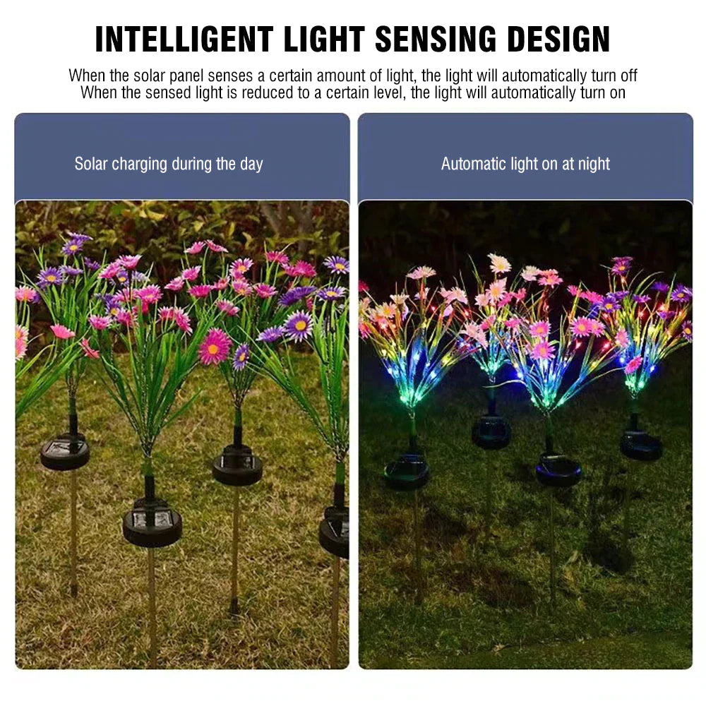 Solar Garden Lights LED Flower Stake Lamp - Waterproof Patio Decor