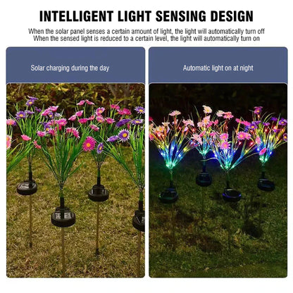 Solar Garden Lights LED Flower Stake Lamp - Waterproof Patio Decor
