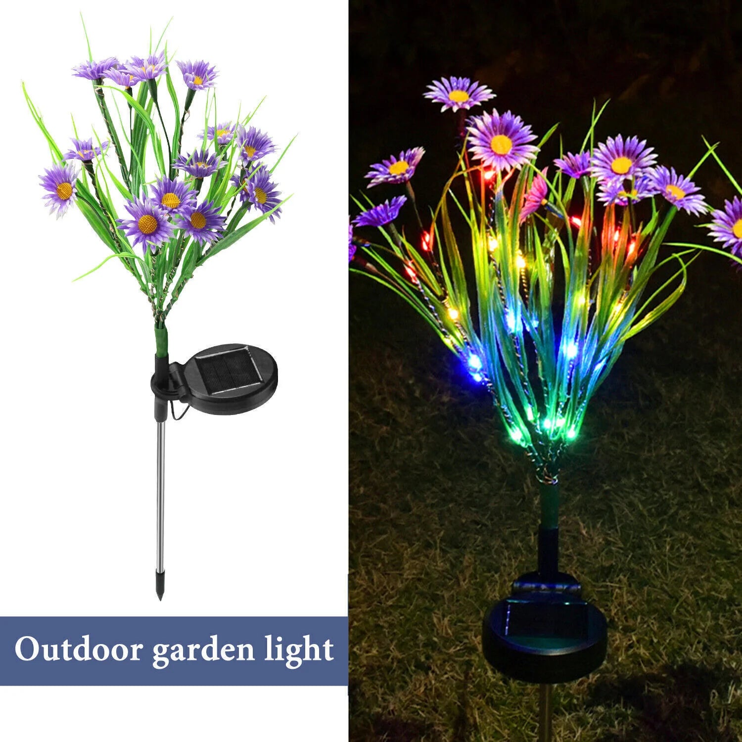 Solar Garden Lights LED Flower Stake Lamp - Waterproof Patio Decor