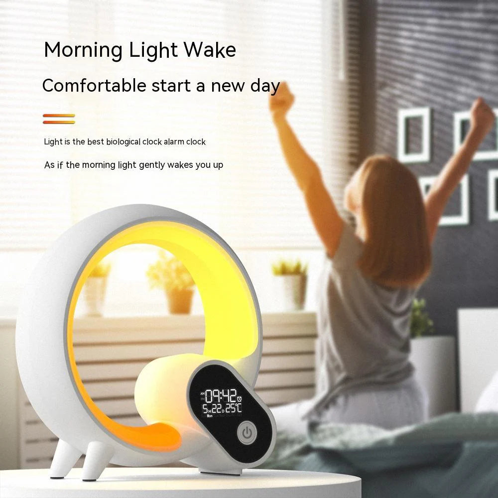 Creative Q Light Sunrise Digital Display Alarm Clock Bluetooth Audio Intelligent Wake-Up Q Colorful Atmosphere Light