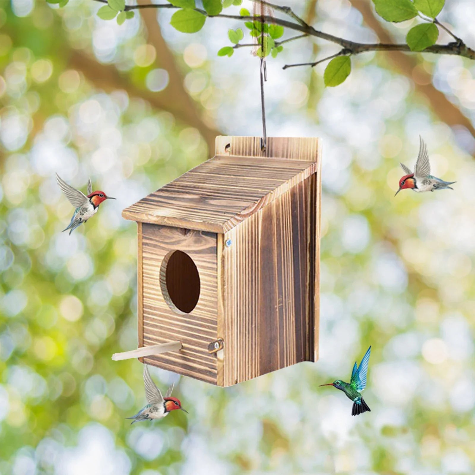 Bird House for outside - Wood Cedar Blue Bird Box House