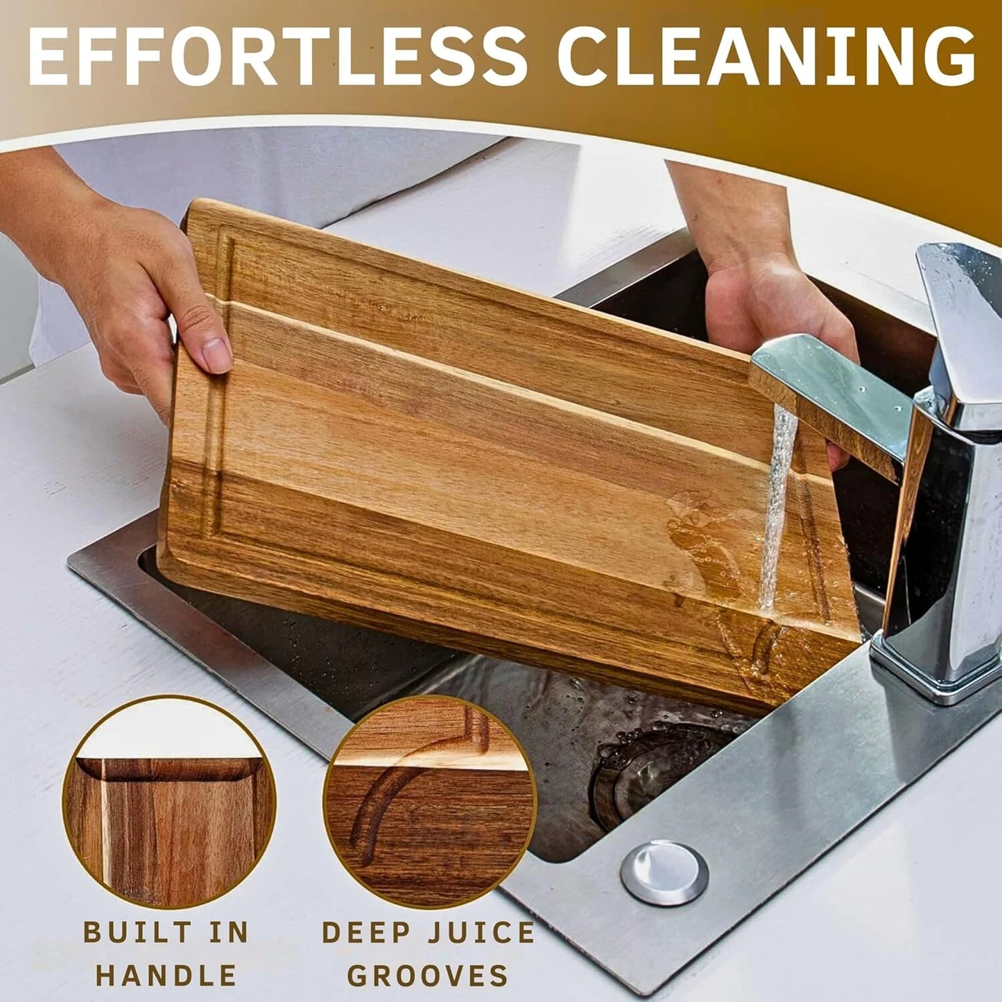Acacia Wood Cutting Board Set of 3 | Non-Toxic Cutting Board