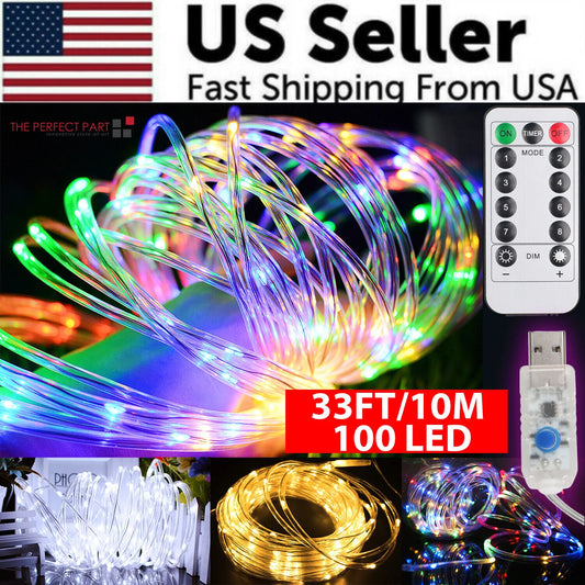 33FT 100 LED Light String - Outdoor Garden Decoration Lights