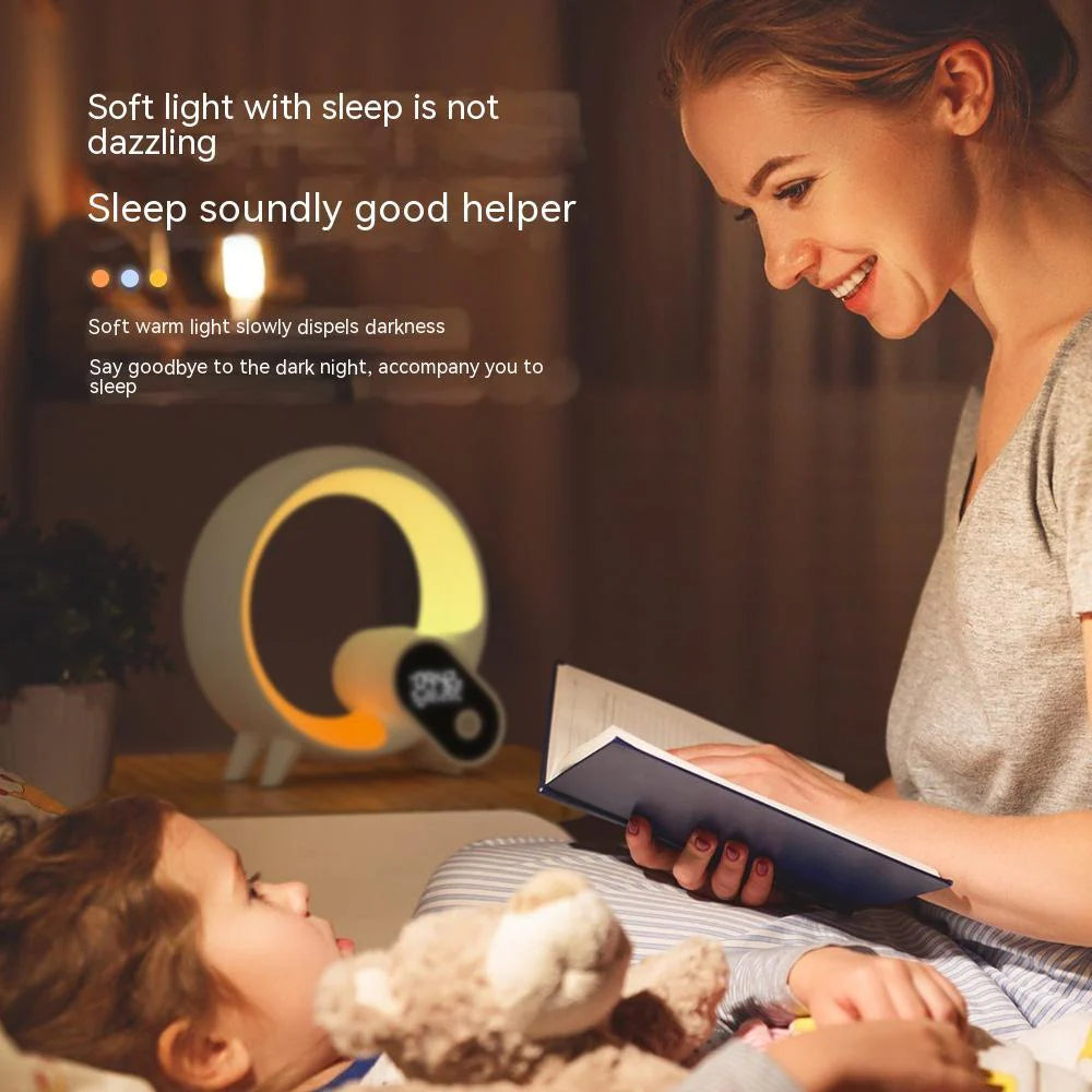 Creative Q Light Sunrise Digital Display Alarm Clock Bluetooth Audio Intelligent Wake-Up Q Colorful Atmosphere Light