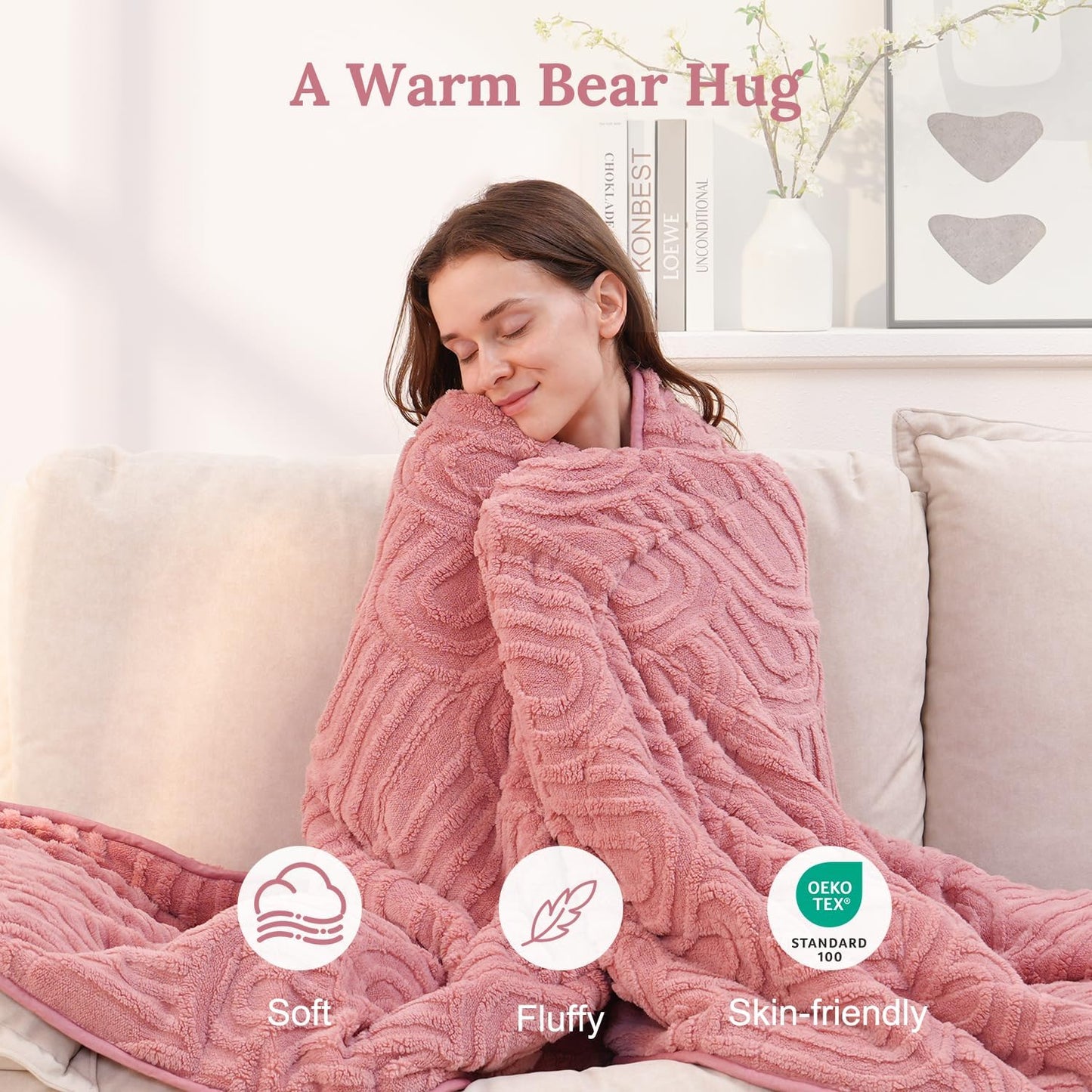 Pink Cotton blue Weighted Blanket for Adults Queen Size
