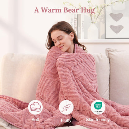 Pink Cotton blue Weighted Blanket for Adults Queen Size