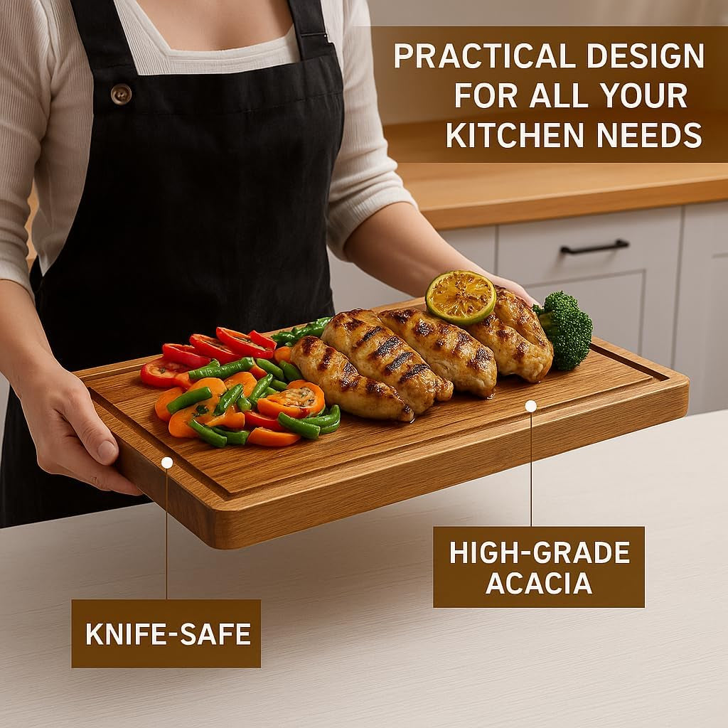 Acacia Wood Cutting Board Set of 3 | Non-Toxic Cutting Board
