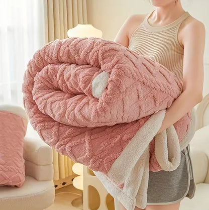 Pink Cotton blue Weighted Blanket for Adults Queen Size