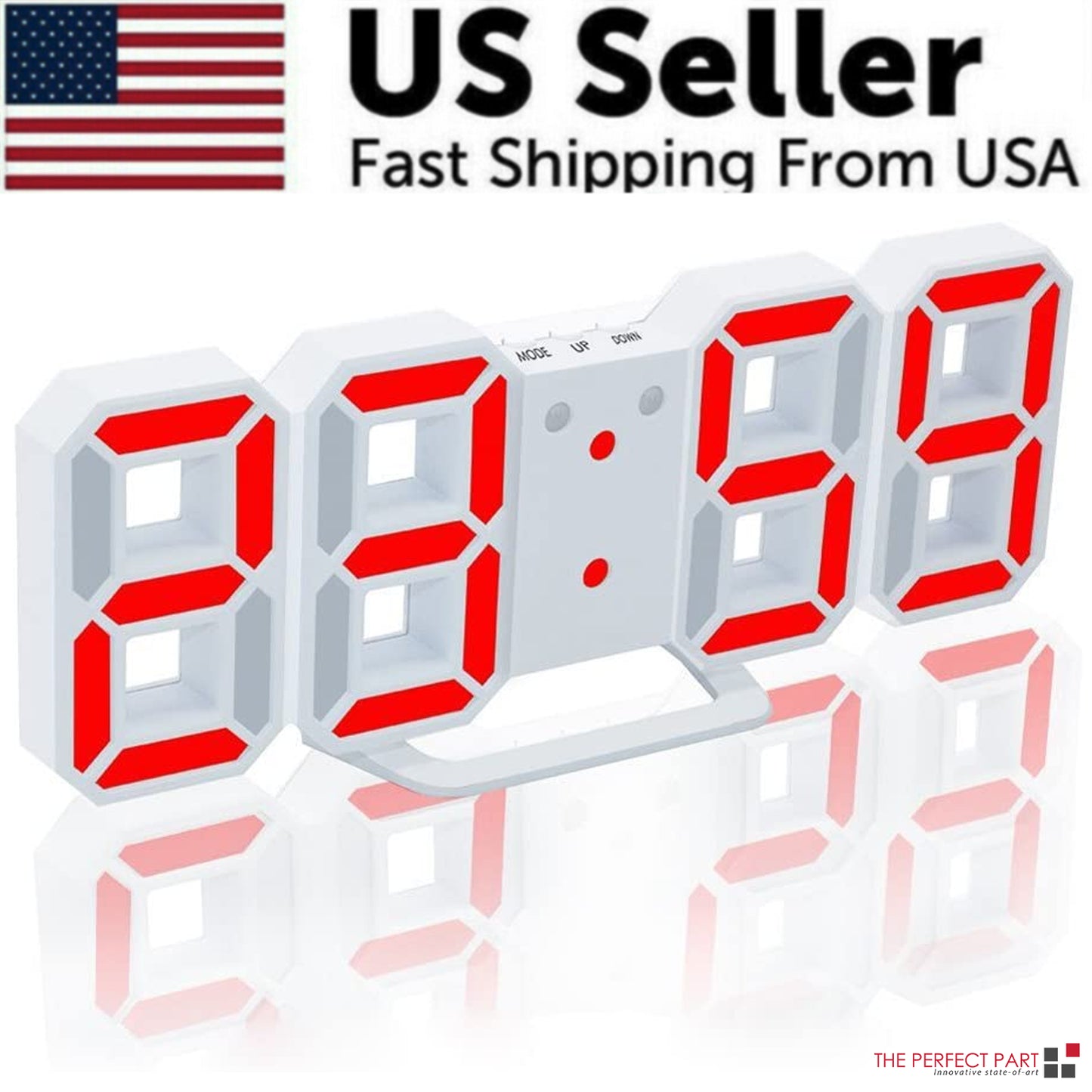 Digital 3D Clock - 12/24 Hours Auto Brightness USB