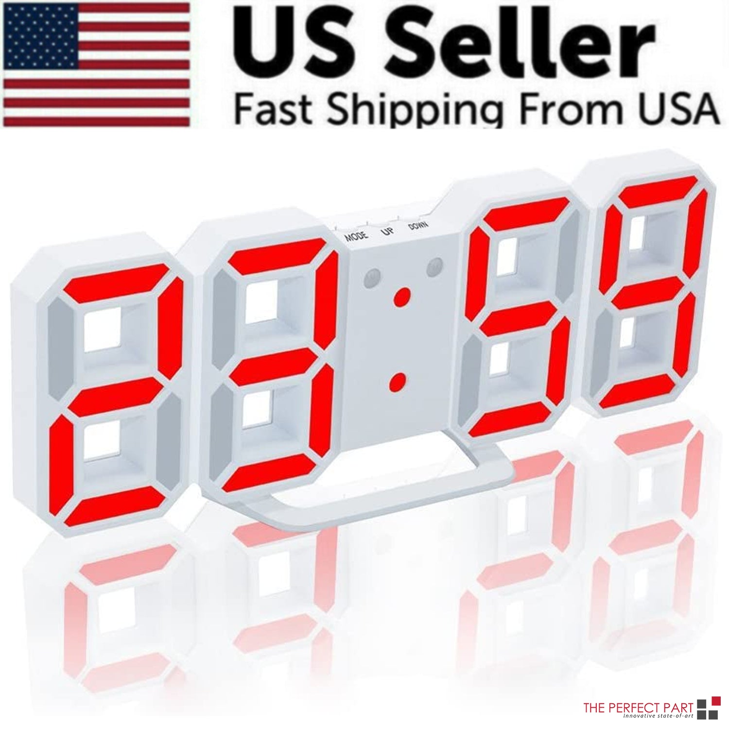 Digital 3D Clock - 12/24 Hours Auto Brightness USB