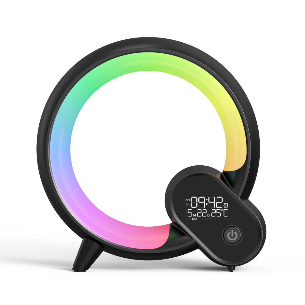 Creative Q Light Sunrise Digital Display Alarm Clock Bluetooth Audio Intelligent Wake-Up Q Colorful Atmosphere Light