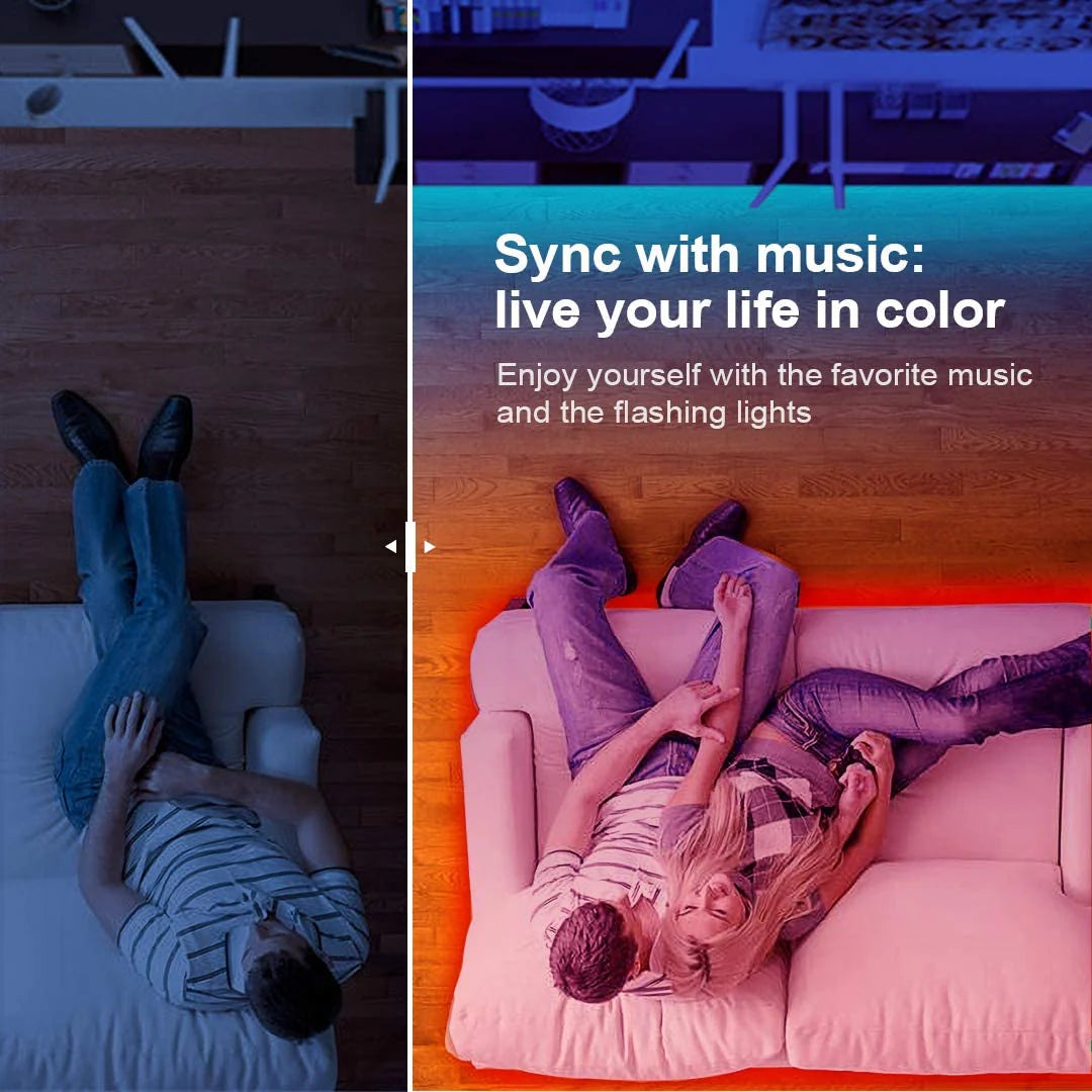 50 FT LED Strip Lights - Color Changing Light Strip with Music Sync, Phone Controller and IR Remote