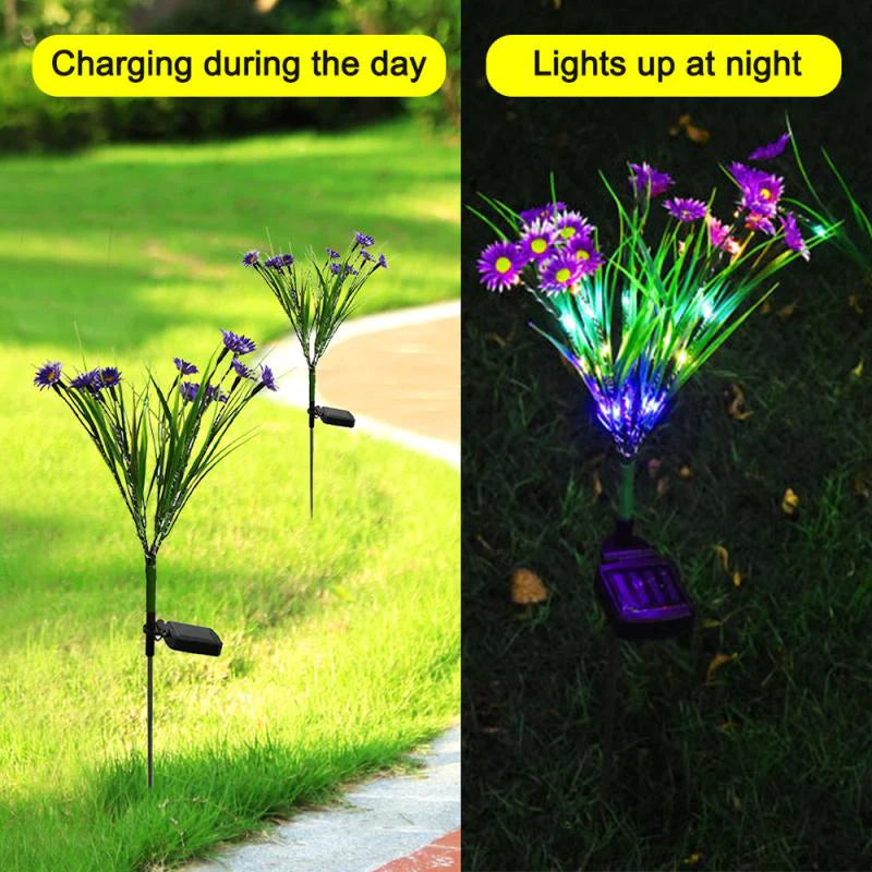 Solar Garden Lights LED Flower Stake Lamp - Waterproof Patio Decor