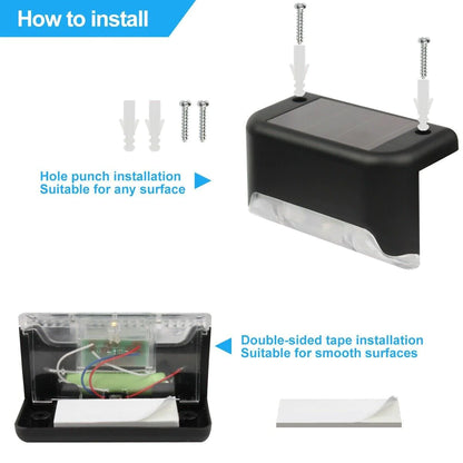 8 Pack Solar Deck Lights Outdoor Waterproof LED Steps Lamps