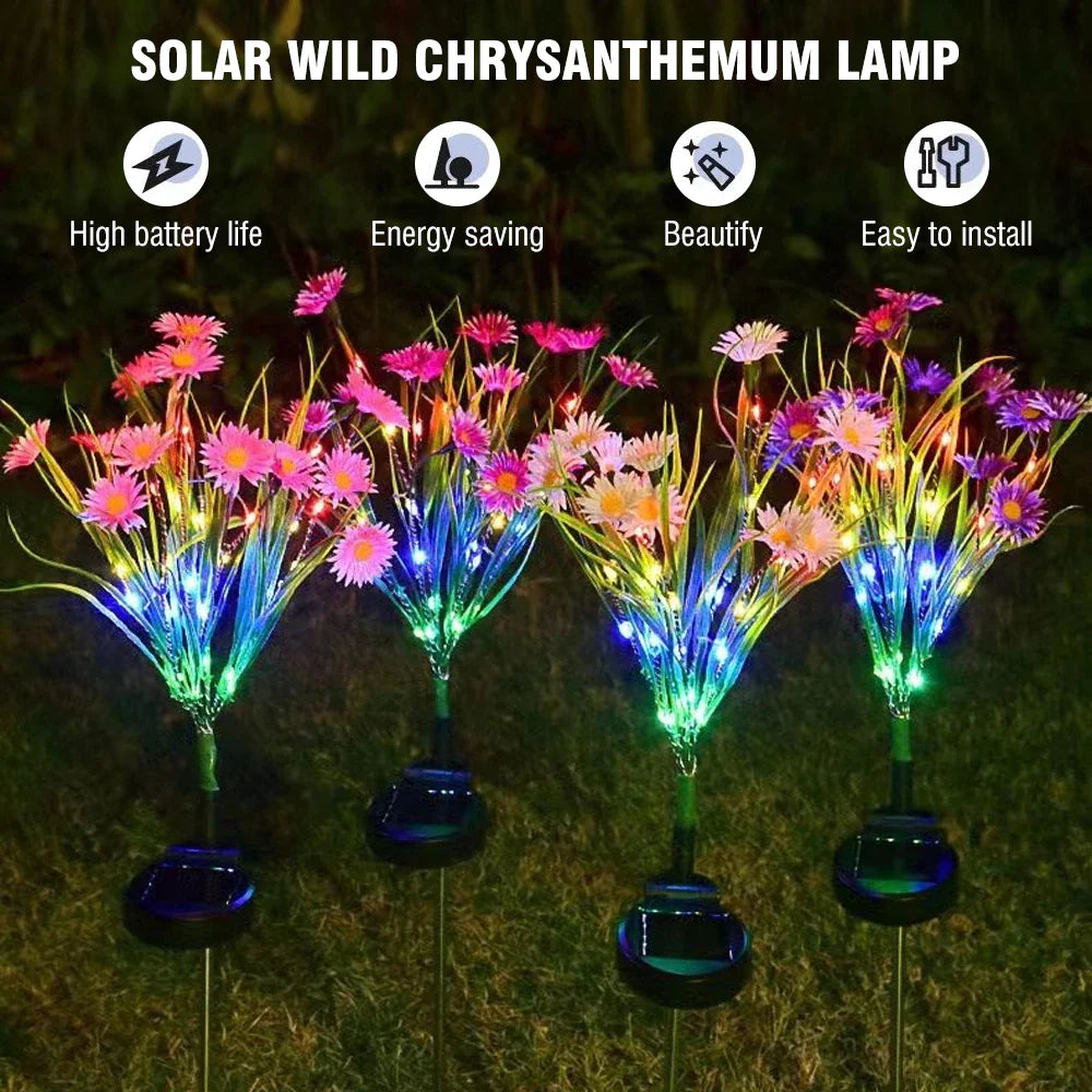 Solar Garden Lights LED Flower Stake Lamp - Waterproof Patio Decor