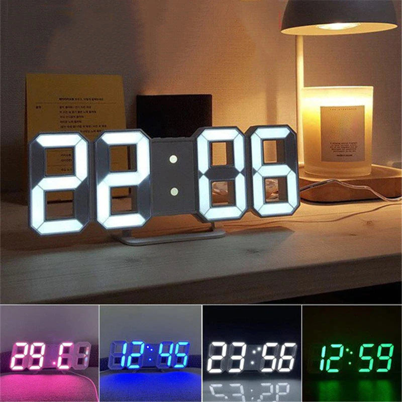 Digital 3D Clock - 12/24 Hours Auto Brightness USB