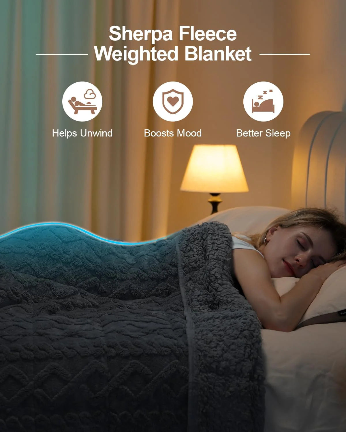 Cottonblue Weighted Blanket for Adults Queen Size Sherpa Fleece