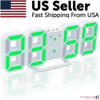 Digital 3D Clock - 12/24 Hours Auto Brightness USB