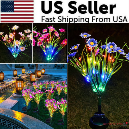Solar Garden Lights LED Flower Stake Lamp - Waterproof Patio Decor