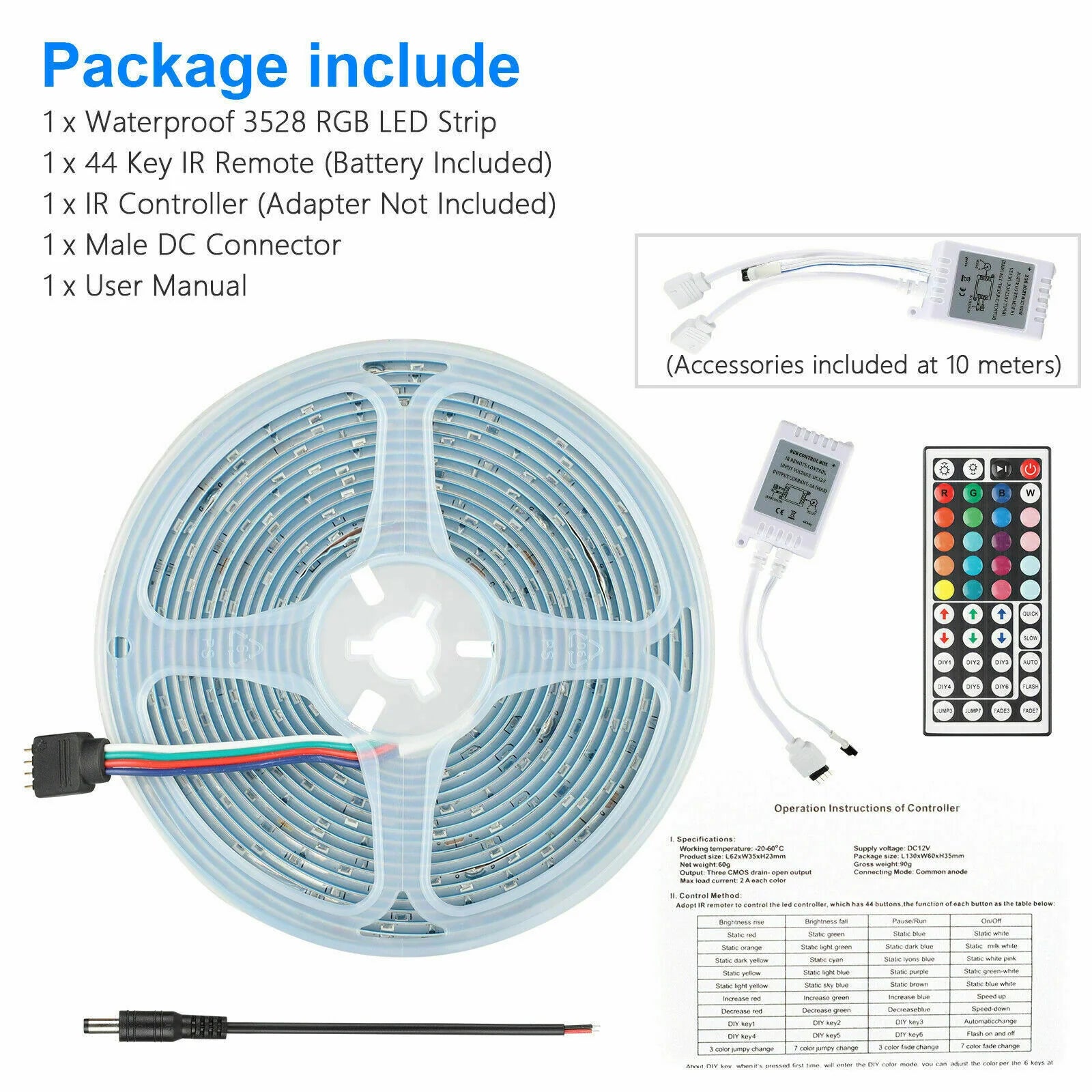 32FT LED Strip Lights - Waterproof for Indoor Outdoor Use