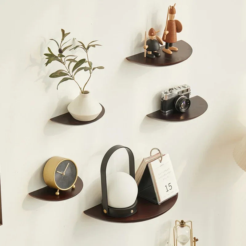 1PC Semicircle Wooden Shelf - Wall Hanging