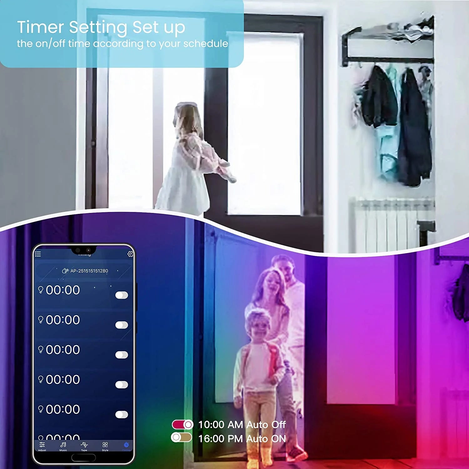 50 FT LED Strip Lights - Color Changing Light Strip with Music Sync, Phone Controller and IR Remote
