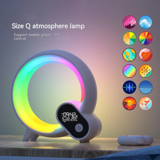 Creative Q Light Sunrise Digital Display Alarm Clock Bluetooth Audio Intelligent Wake-Up Q Colorful Atmosphere Light