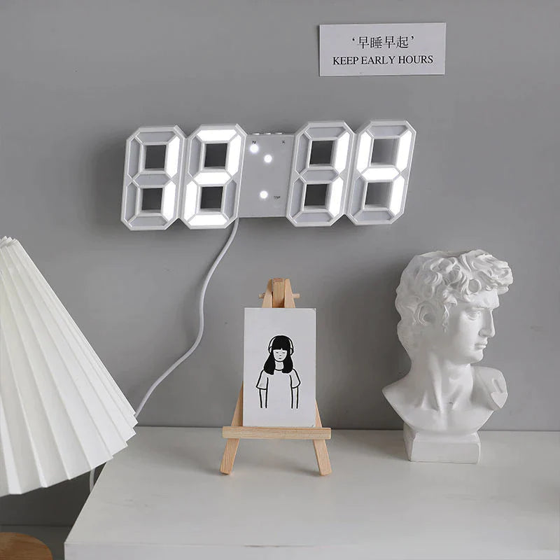 Digital 3D Clock - 12/24 Hours Auto Brightness USB