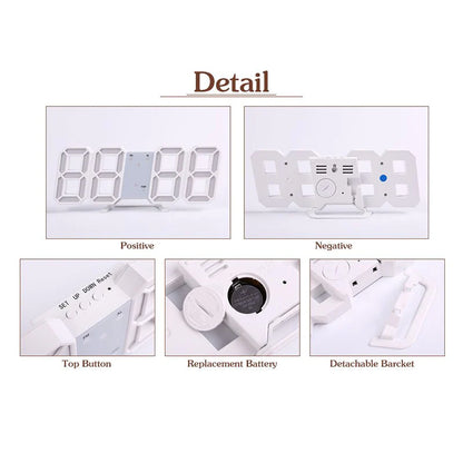 Digital 3D Clock - 12/24 Hours Auto Brightness USB