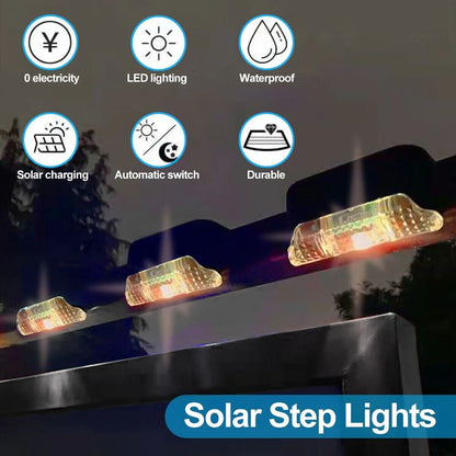 8 Pack Solar Deck Lights Outdoor Waterproof LED Steps Lamps