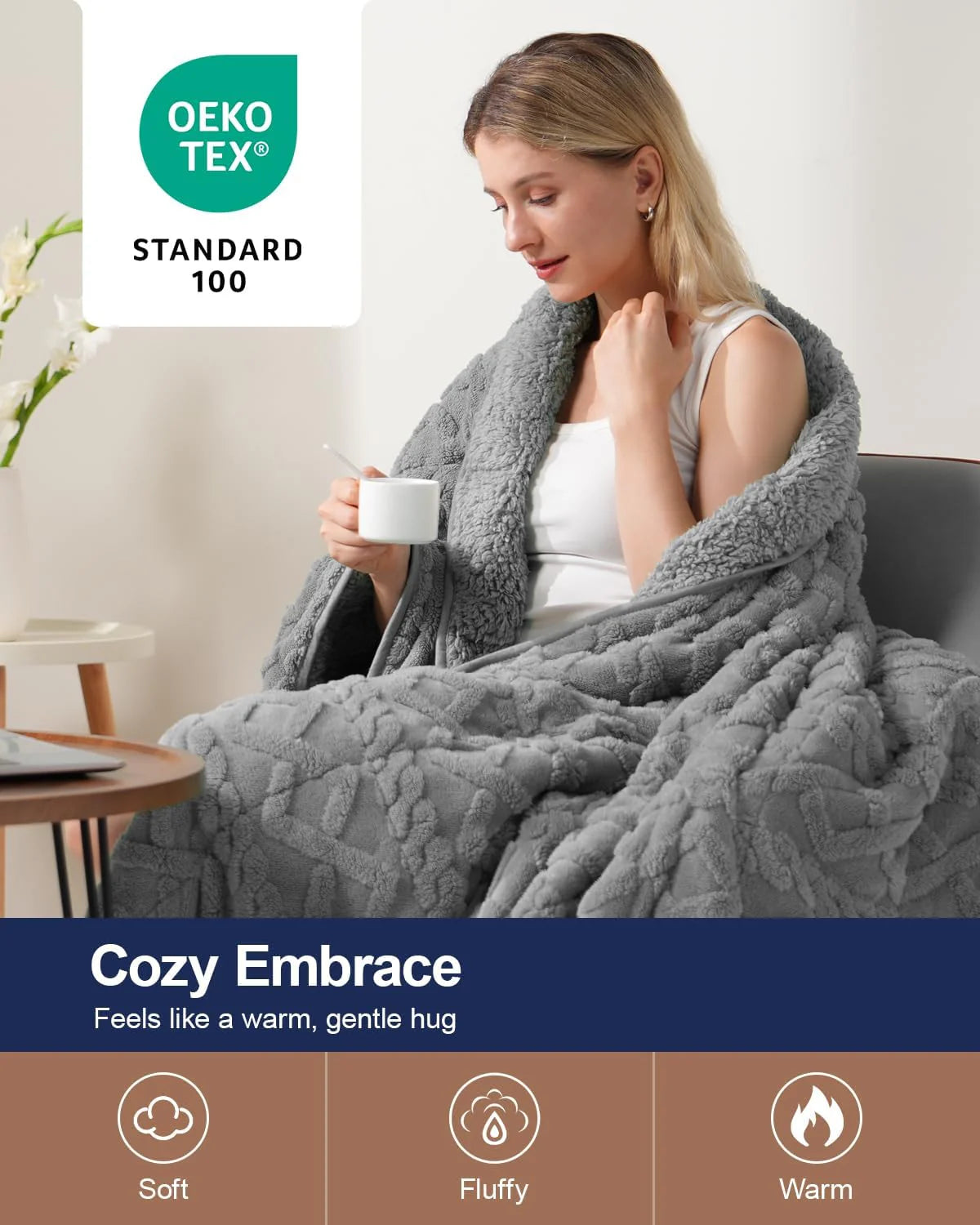 Cottonblue Weighted Blanket for Adults Queen Size Sherpa Fleece