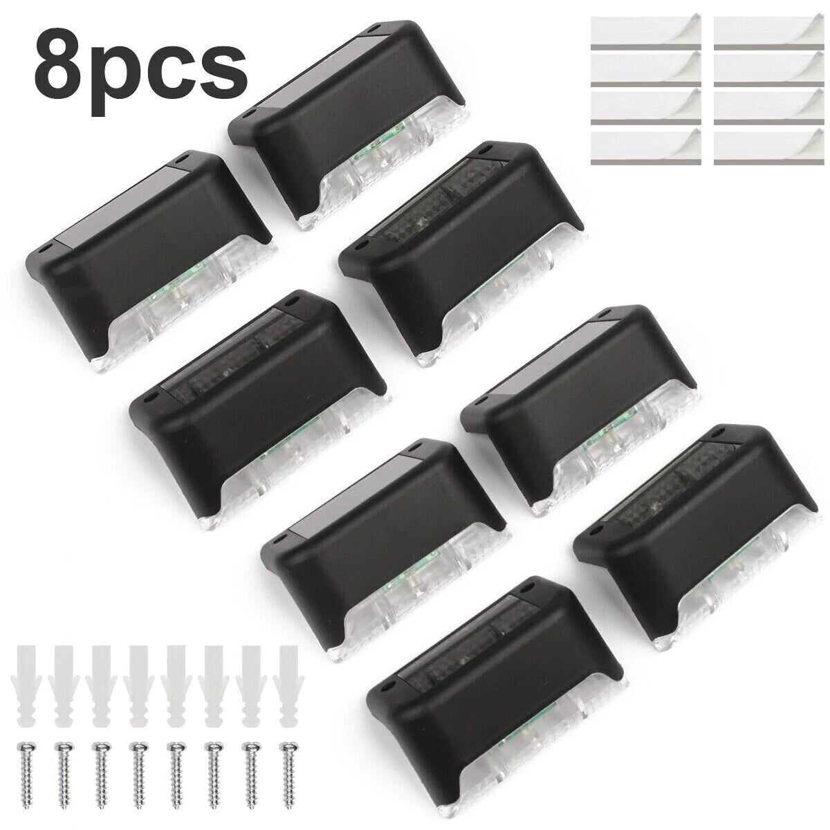 8 Pack Solar Deck Lights Outdoor Waterproof LED Steps Lamps