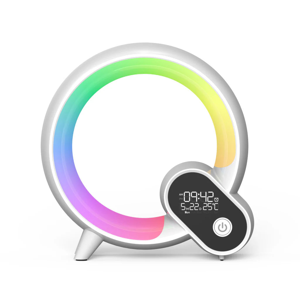 Creative Q Light Sunrise Digital Display Alarm Clock Bluetooth Audio Intelligent Wake-Up Q Colorful Atmosphere Light