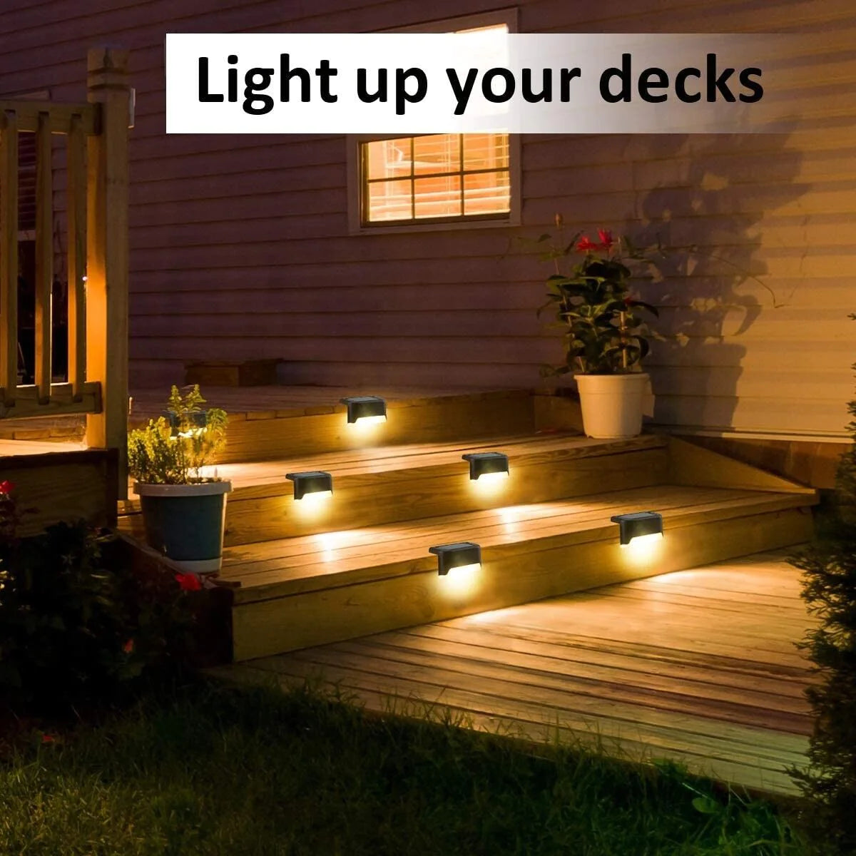 8 Pack Solar Deck Lights Outdoor Waterproof LED Steps Lamps