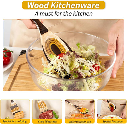 7-Piece Brown Pakkawood Utensils Set – Sturdy, Eco-Friendly