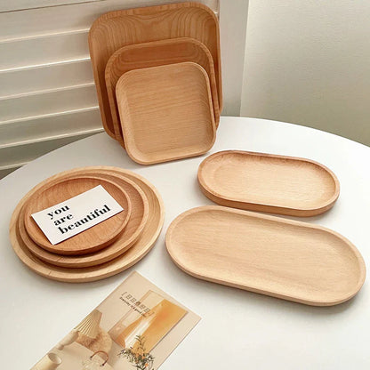 Round Wood Dish - Tray for Home Decoration