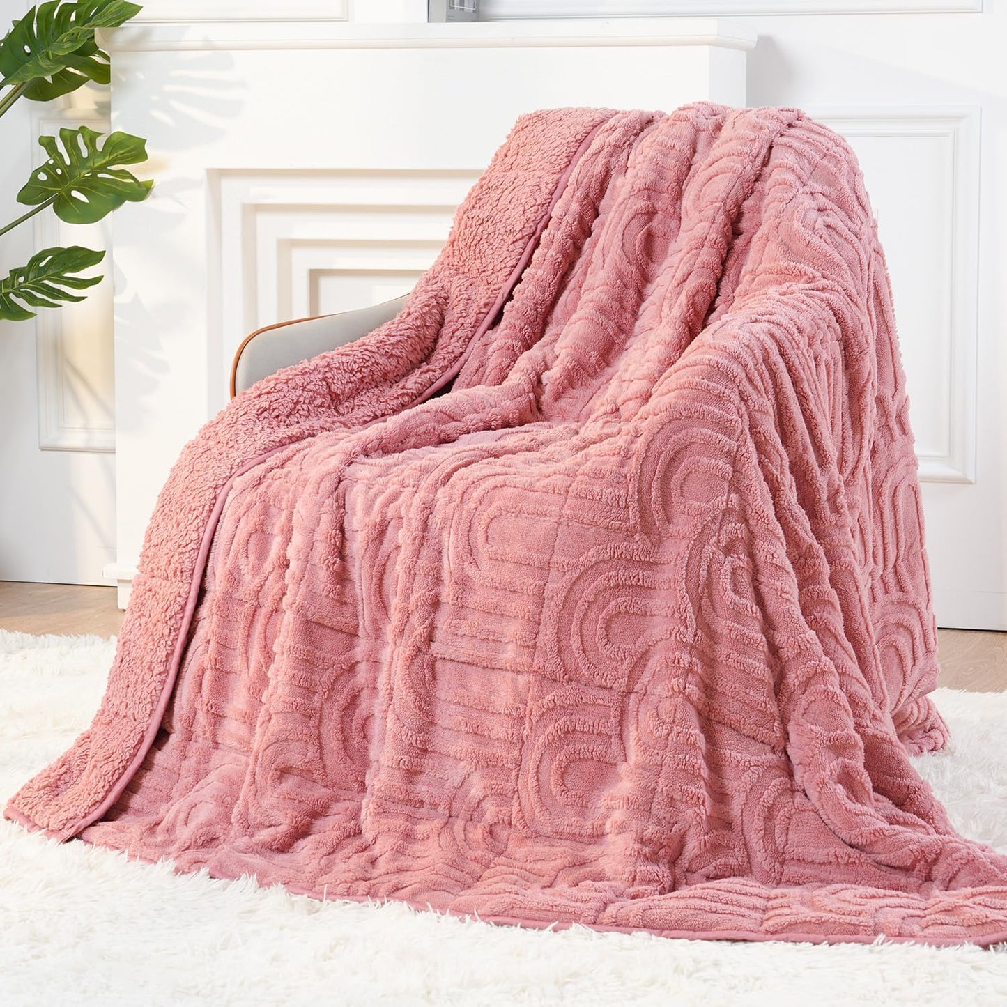 Pink Cotton blue Weighted Blanket for Adults Queen Size