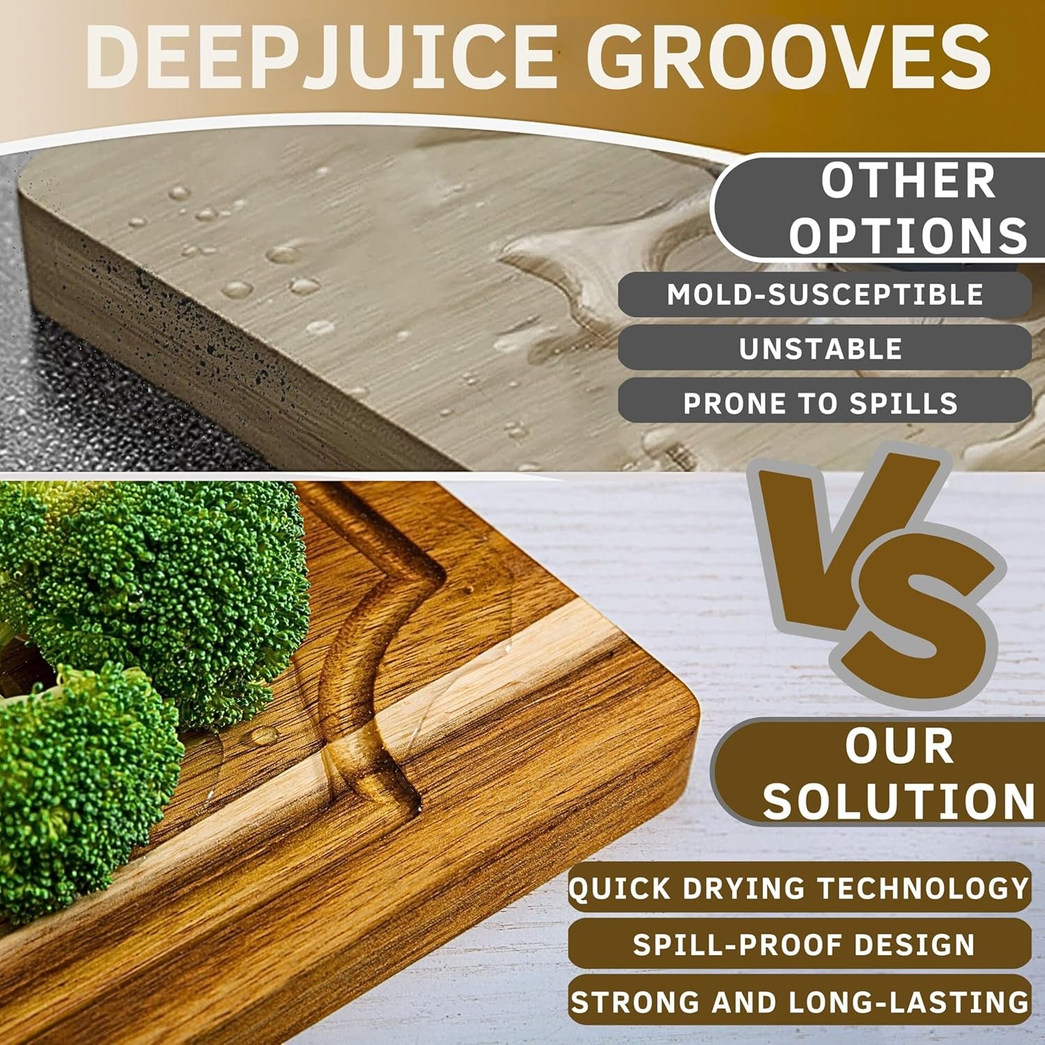 Acacia Wood Cutting Board Set of 3 | Non-Toxic Cutting Board