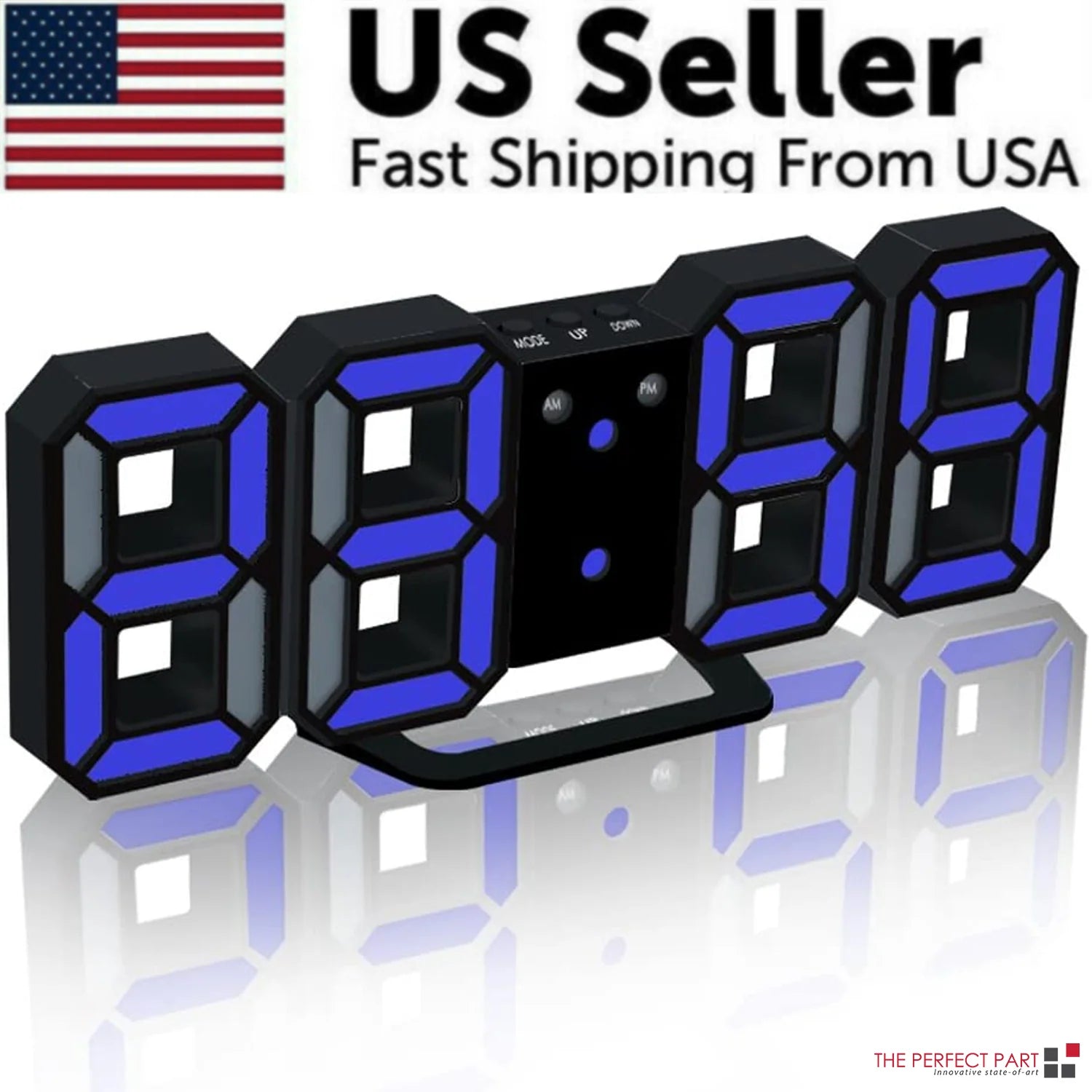 Digital 3D Clock - 12/24 Hours Auto Brightness USB