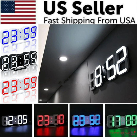 Digital 3D Clock - 12/24 Hours Auto Brightness USB