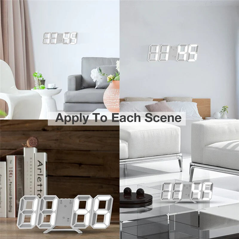 Digital 3D Clock - 12/24 Hours Auto Brightness USB