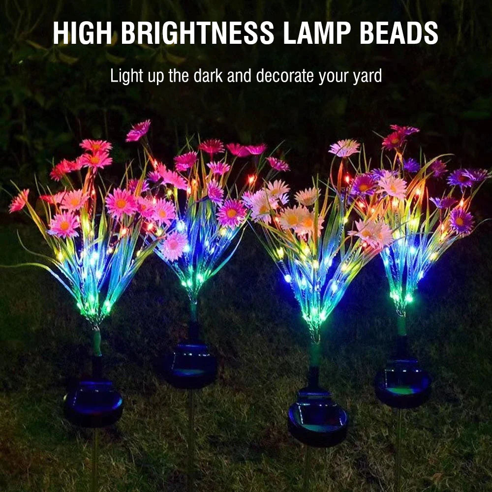 Solar Garden Lights LED Flower Stake Lamp - Waterproof Patio Decor